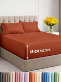 Extra Deep Twin XL Sheet Set - 4 Piece Breathable and Cooling Sheets - Hotel Luxury Bed Sheets Set - Easy Fit - Soft, Wrinkle Free and Comfy Sheets Set - Terracotta Sheet Set with Extra Deep Pockets