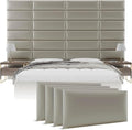 Vänt Upholstered Wall Panels - Queen/Full Size Wall Mounted Headboards - Metallic Neutral Champagne - Set of 4 Panels (Each Individual Panel 30"x11.5")