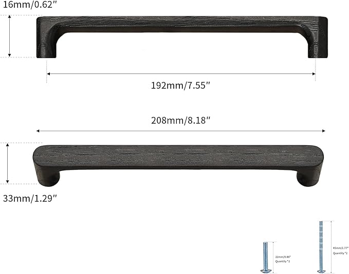 Black Round 7-1/2in 2 Pcs Wooden Drawer Pulls Handle for Cabinets Kitchen Drawer Cabinet Door Pull