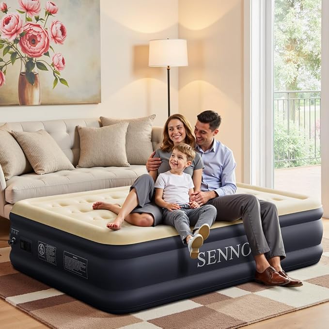 Air Mattress Full with Built in Pump,Upgraded Blow Up Bed Full Size,2 Mins Quick Self Inflatable/Deflation,18"/650lbs Max, Strong Support,No Leakage,No Odor,for Home,Guests,Camping,Travel