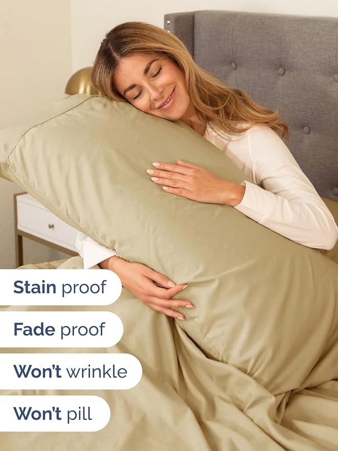 Extra Deep Split King Sheet Set - 7 Piece Breathable & Cooling Sheets - Hotel Luxury Bed Sheets Set - Easy & Secure Fit - Soft, Wrinkle Free & Comfy Sheets Set - Beige Sheet Set w/Extra Deep Pockets
