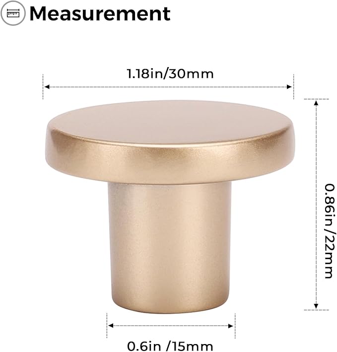 Ravinte 30 Pack Cabinet Knobs Champagne Gold Kitchen Cabinet Knobs Round Dresser Drawer Pulls Closet Door Pulls 1-1/5 Inch