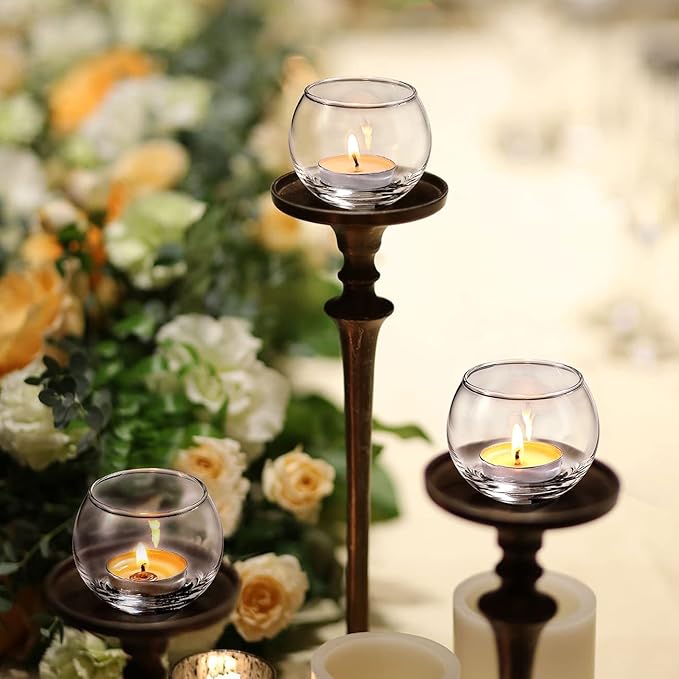 Volens 24PCS Clear Votive Candle Holders for Table Centerpieces, 2''×2'' Round Glass Tealight Candle Holders Bulk for Wedding Decor and Home Decorations