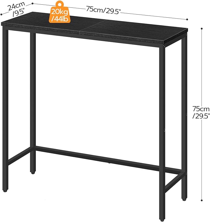 HOOBRO Narrow Console Table, 29.5" Small Entryway Table, Thin Sofa Table, Side Table, Display Table, for Hallway, Bedroom, Living Room, Foyer, Black BK75XG01