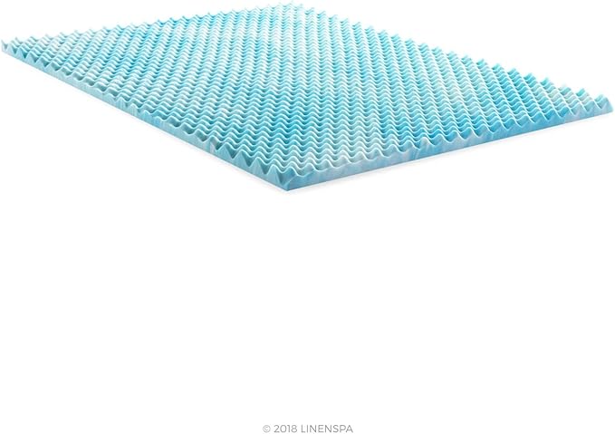 Linenspa 2 Inch Convoluted Gel Swirl Memory Foam Mattress Topper - Promotes Airflow - Relieves Pressure Points - Twin XL