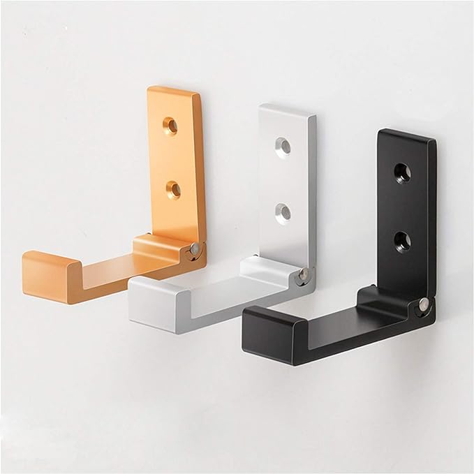 ZEYU Folding Coat Hooks, 10Pcs Wall Hooks for Hanging Coat Towel Hooks Hardware Heavy Duty Aluminum Alloy Headphone Holder Hooks No Rust Wall Mounted with Screws for Bags Fitness Equipment