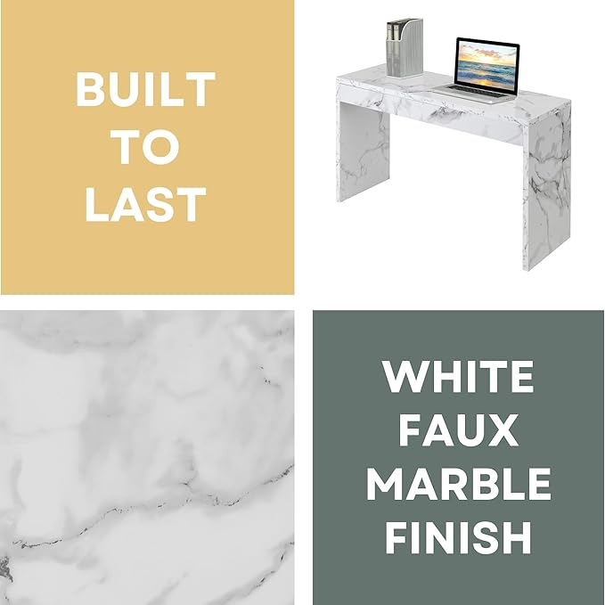 Convenience Concepts Northfield Hall Console Table 48" - Modern, Minimalist Narrow Sofa Display Accent for Contemporary Living Room, Entryway, or Hallway, White Faux Marble