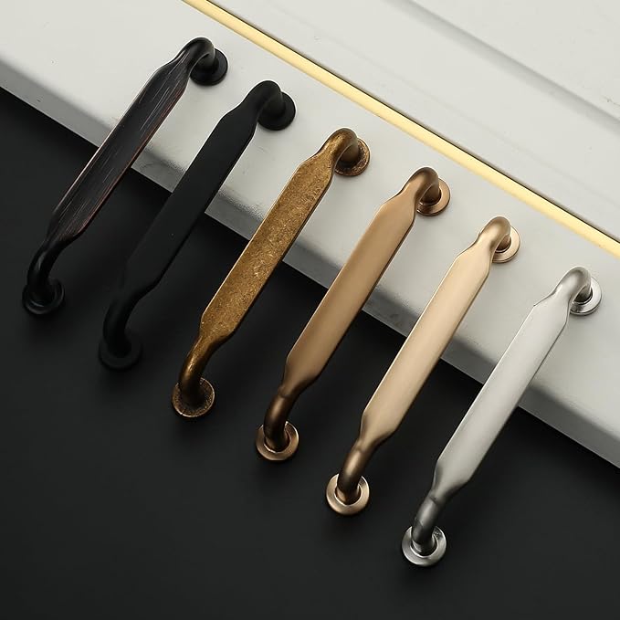 Asidrama 10 Pack 3.75 Inch(96mm) Antique Brass Kitchen Cabinet Handles, Cabinet Pulls Vintage Retro Kitchen Cabinet Hardware for Cupboard Drawer Pulls