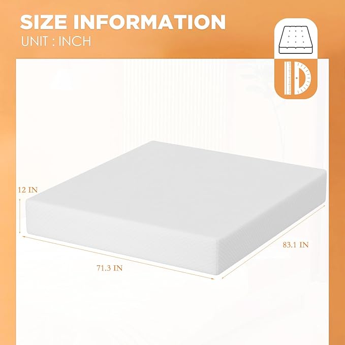 BestMassage Mattress 12 Inch Gel Memory Foam Mattress/California King Mattress/Cooling Gel Infusion/CertiPUR-US Certified/Comfy Support,White（CK）