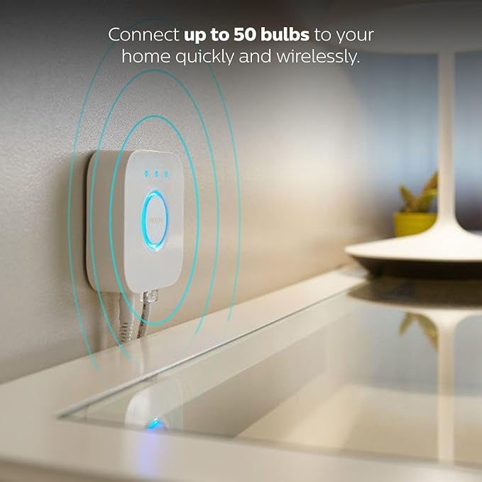 Philips Hue Smart Light Bulbs Starter Kit, Includes (1) Bridge, (2) 60W A19 Bulbs, White and Color Ambiance LED Color Changing Lights, 800LM, E26, Control with App or Voice Assistant