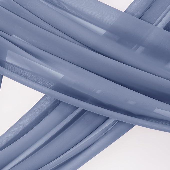 Socomi Wedding Arch Draping Fabric 2 Panels 29" x 19Ft Dusty Blue Sheer Chiffon Curtain Drapes 6 Yards for Wedding Ceremony Birthday Party Decoration