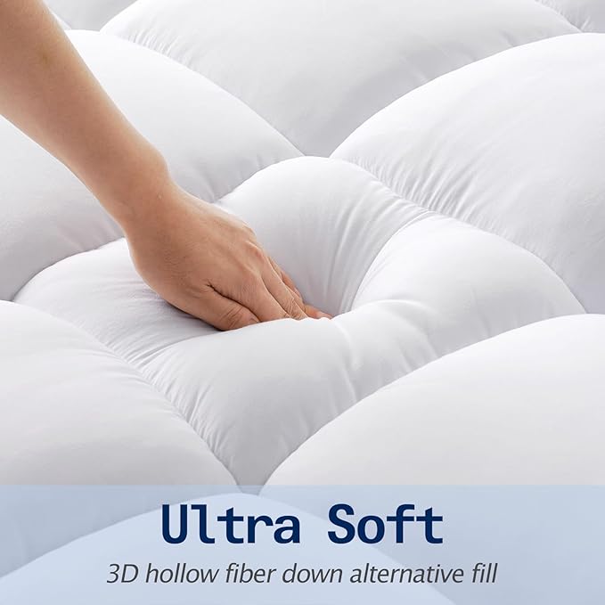SOPAT Mattress Topper Queen Size Extra Thick Mattress Pad 8-21" Deep Pocket Soft Down Alternative Fill Mattress Protector Pillow Top Mattress Cover (60x80 Inches, White)