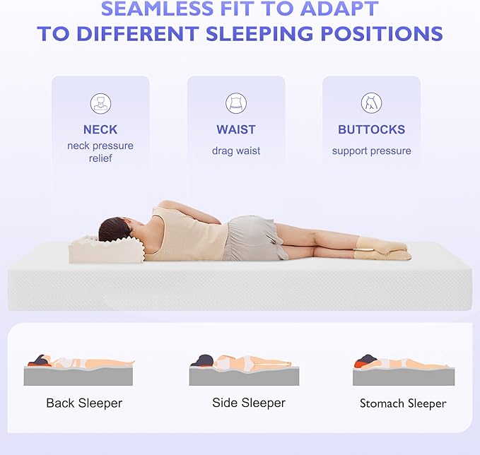 BestMassage | 10 Inch Twin XL Mattress | Gel Memory Foam | Medium Firm Feel | White | Bed in a Box, CertiPUR-US Certified | Pressure Relief, Cooling Ventilated Foam | Breathable Knit Cover