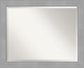 Amanti Art Silver Bathroom Mirror for Over Sink, 26x32 Vista Brushed Nickel Rectangle Vanity Mirror, Large Casual Frame, Hangs Horizonally and Vertically, Bathroom Wall Decor, Beveled Edge