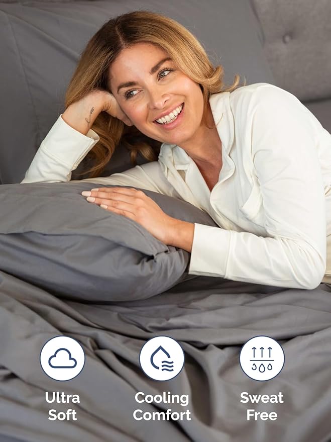 Extra Deep Queen Sheet Set - 6 Piece Breathable and Cooling Sheets - Hotel Luxury Bed Sheets Set - Easy & Secure Fit - Soft, Wrinkle Free and Comfy Sheets Set - Grey Sheet Set with Extra Deep Pockets