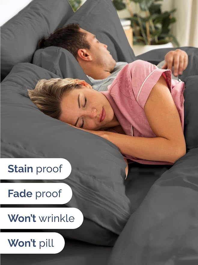 Extra Deep Full Sheet Set - 6 Piece Breathable & Cooling Sheets - Hotel Luxury Bed Sheets Set - Easy & Secure Fit - Soft, Wrinkle Free & Comfy Sheets Set - Charcoal Sheet Set with Extra Deep Pockets
