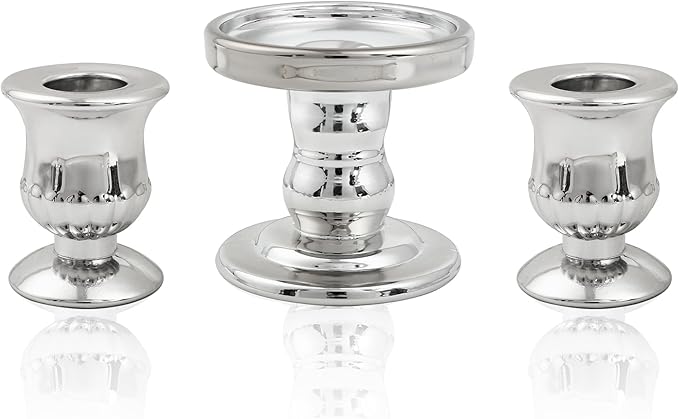Silver Unity Candle Holder - Glass Candle Holders for Pillar Candles Taper Candles, Glass Candlestick Holders Set of 3, Clear Glass Candlestick Holder for Wedding Table Dinning Church Centerpiece