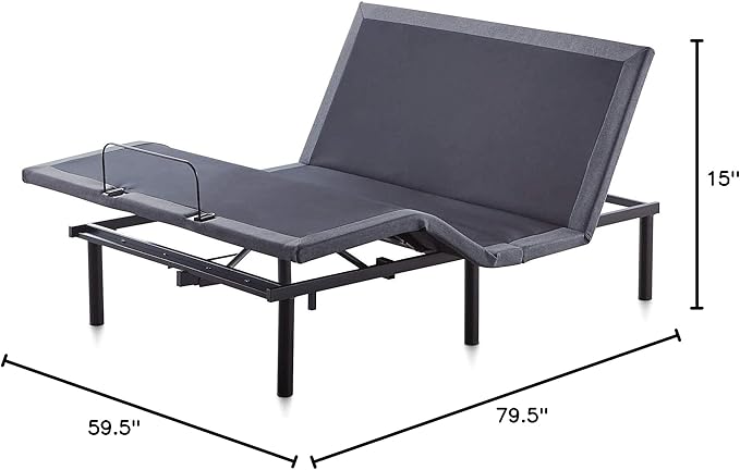 Lucid L600 Adjustable Bed Base Frame - Queen Size - Zero Gravity - Bluetooth - Companion App - Head and Foot Incline - Interactive Dual Massage - Under Bed Lighting - Wireless Remote - Dual USB Ports
