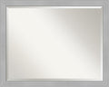 Amanti Art Silver Bathroom Mirror for Over Sink, 25x31 Vista Brushed Nickel Narrow Rectangle Vanity Mirror, Large Casual Frame, Hangs Horizonally and Vertically, Bathroom Wall Decor, Beveled Edge