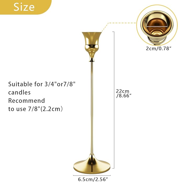 Candlestick Holders Gold, 1 Pack Taper Candle Holder for Candlesticks, Candle Sticks Holder Decor for Home Decor