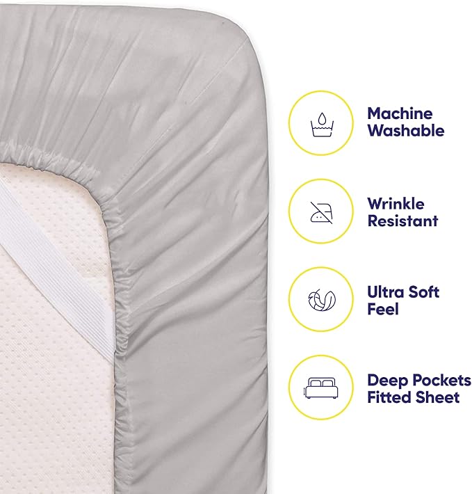 Twin XL Size Bed Sheets - 4 Piece 1500 Supreme Collection Fine Brushed Microfiber Deep Pocket Twin X-Large Sheet Set Bedding - 1 EXTRA PILLOW CASES, GREAT VALUE, Twin XL, Silver