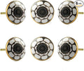 Perilla Home Set of 6 Knob Ceramic Decorative Knobs for Home Kitchen Cabinet Hardware Cupboard Door Dresser Wardrobe and Drawer Pulls (Marigold Black)