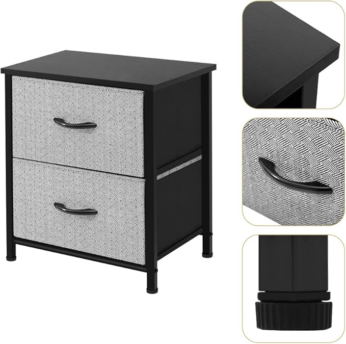 AZL1 Life Concept Storage Dresser Furniture Organizer Unit with 2 Drawers for Bedroom, Hallway, Entryway and Closets, Grey with Black, 17.7x19.7x11.8 inches