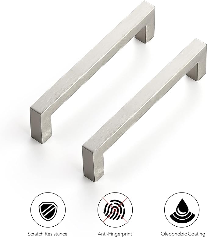 Ravinte 40 Pack Cabinet Handles Square Cabinets Cupboard Handles Brushed Nickel Drawer Pulls Stainless Steel Kitchen Cabinet Pulls Cabinet Hardware Drawer Handles 5 inch Hole Center