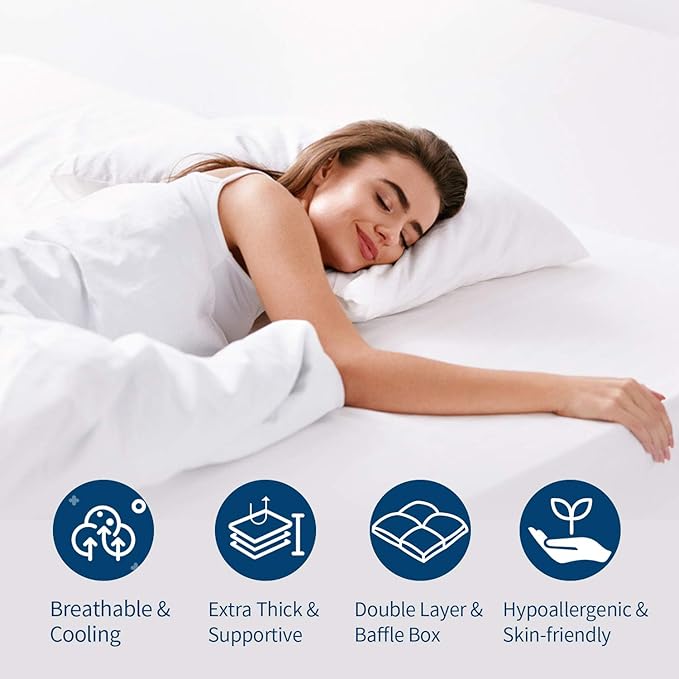 ELEMUSE Cal King Size Extra Thick Fusion Goose Down Feather Filled Mattress Topper, Plush Fluffy Double Layer Pillowtop Mattress Pad Cover, Soft Featherbed with 8-21 Inch Deep Pocket