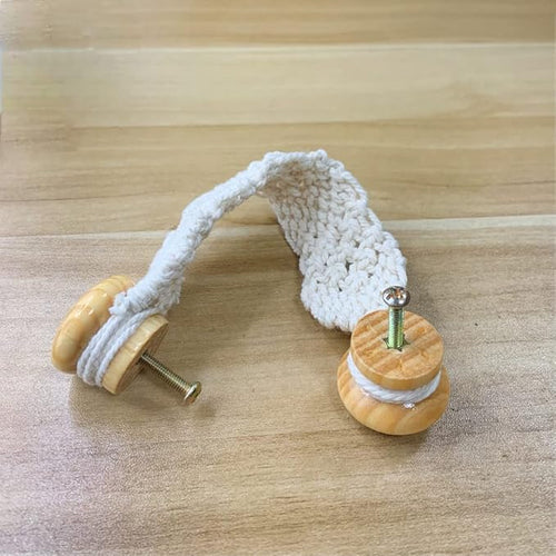 2 Pack Bohemian Style Rope Knobs Door Handle Rope Knot Cabinet Drawer Cupboard Furniture Door Wooden Pulls Handles Drawer Pulls for Kitchen Cabinet Wardrobe Cupboard(B)