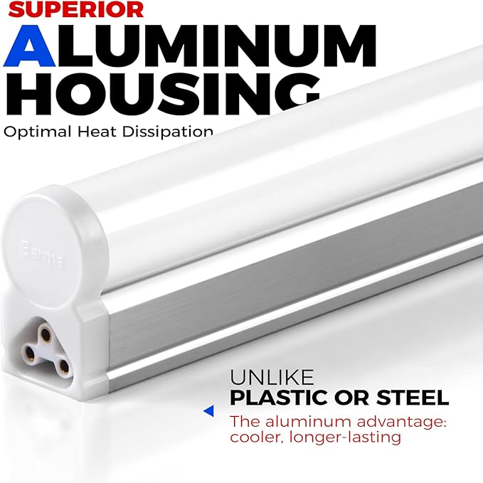 Barrina 6 Pack LED T5 Integrated Single Fixture, 4FT, 2200lm, 3000K (Warm White), 20W, Utility Shop Lights, Ceiling and Under Cabinet Light, ETL Listed, Grow Light with Built-in ON/Off Switch