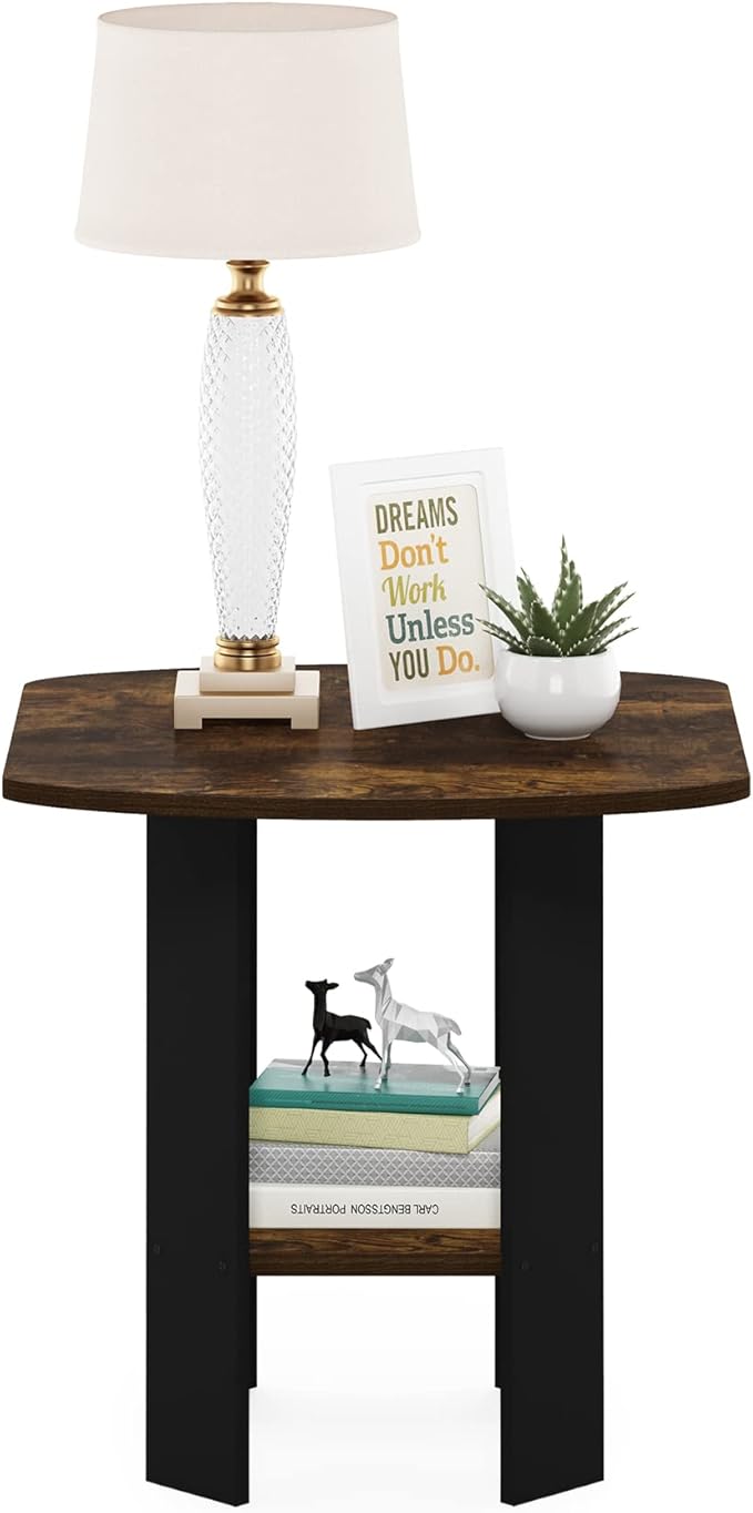 Furinno SIMPLE DESIGN Side Table, 2-Tier End Table, Open Shelves Night Stand, Bedside Table, for Living Room, Bedroom, Amber Pine