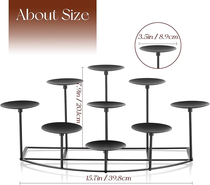 Candelabra Fireplace Candle Holder: Black Metal Pillar Candle Holders for Inside Fireplace Mantle Decor Floor Candelabras Table Centerpiece