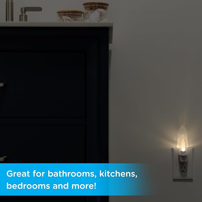 Lights by Night LED Night Light, Plug-in, Dusk to Dawn Sensor, Warm White, UL-Certified, Energy Efficient, Ideal Nightlight for Bedroom, Bathroom, Nursery, Hallway, Kitchen, 11376