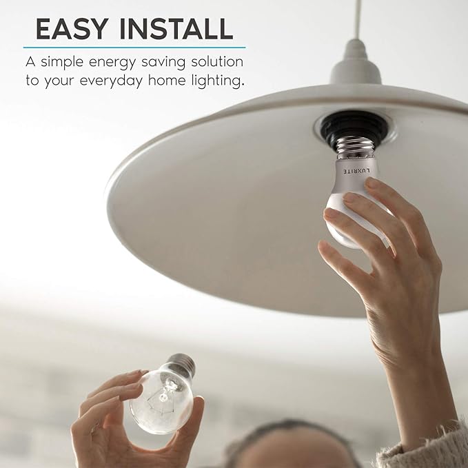 LUXRITE A15 LED Bulb 40W Equivalent, 7W, 3000K (Soft White), 600 Lumens, Enclosed Fixture Rated, Dimmable Ceiling Fan Light Bulbs, E26 Medium Base, UL Listed - Indoor and Outdoor (4 Pack)