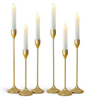 Brass Gold Metal Taper Candle Holder, Vintage Candlestick Holders, Candle Sticks Holder Decor for Wedding Wedding, Dinning, Party, Fits 3/4 inch Thick Candle&Led Candles (Set of 6 Pcs)