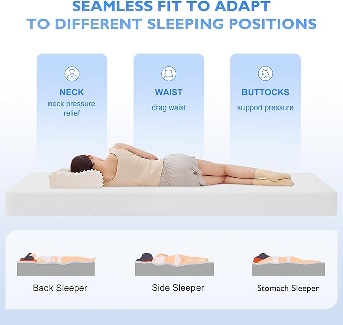 BestMassage | 8 Inch Twin XL Mattress | Gel Memory Foam | Medium Firm Feel | White | Bed in a Box, CertiPUR-US Certified | Pressure Relief, Cooling Ventilated Foam | Breathable Knit Cover