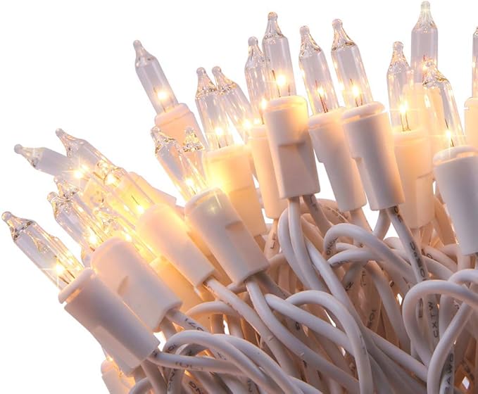 LIDORE Super Bright Clear Mini Christmas Tree String Lights, Gift for Decoration, 21.45FT 100 Count Bulbs with White Cord, UL Listed Indoor Outdoor Lighting for Holiday (White Cable, 1-Pack)