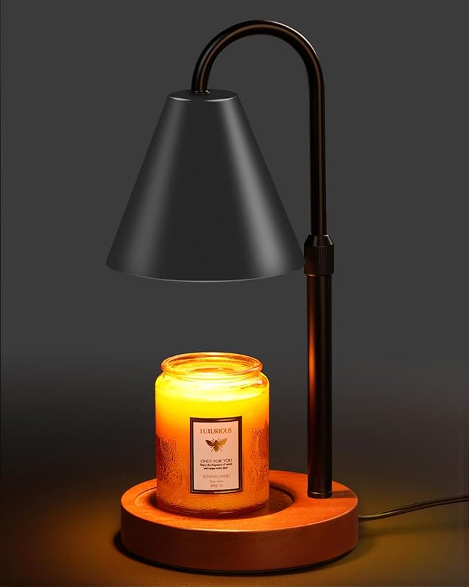 Candle Warmer Lamp with Timer Dimmable, Christmas Birthday Gifts for Women Mom, Vintage Candle Lamp, Black Candle Warmer for Jar Scented Candles, Home Decor, Wax Melt Warmer with 2 Bulbs