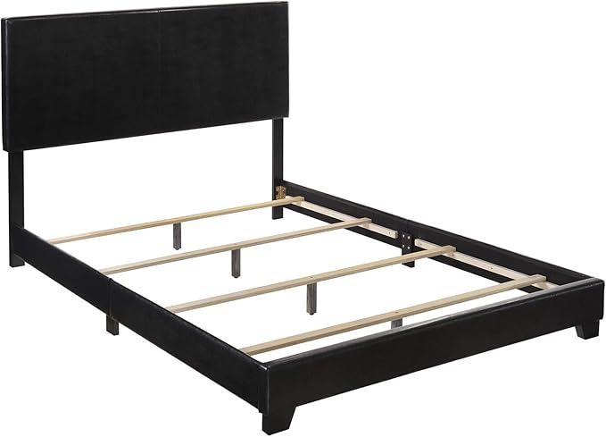 Crown Mark Erin Upholstered Panel Bed in Black, Full