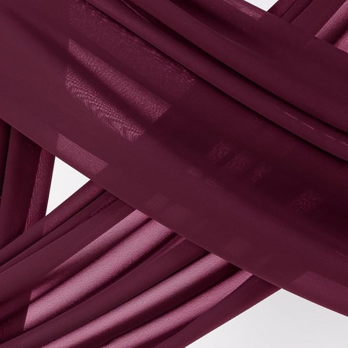 Socomi Wedding Arch Draping Fabric 3 Panels 29" x 19Ft Burgundy Sheer Chiffon Curtain Drapes 6 Yards for Wedding Ceremony Birthday Party Decoration