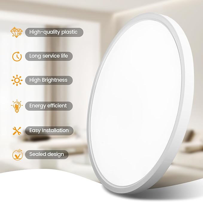 TALOYA Flush Mount Ceiling Light,12 Inch,20W,5000K Daylight Super Slim LED Ceiling Light for Bedroom, Living Room, Kitchen, Laundry and Hallway