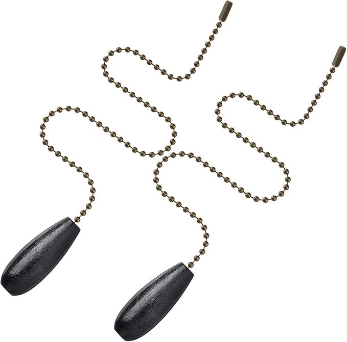 8 Pieces Ceiling Fan Pull Chains Extender Wooden Pendant Pull Chain Extension for Ceiling Light Lamp Fan(Black)