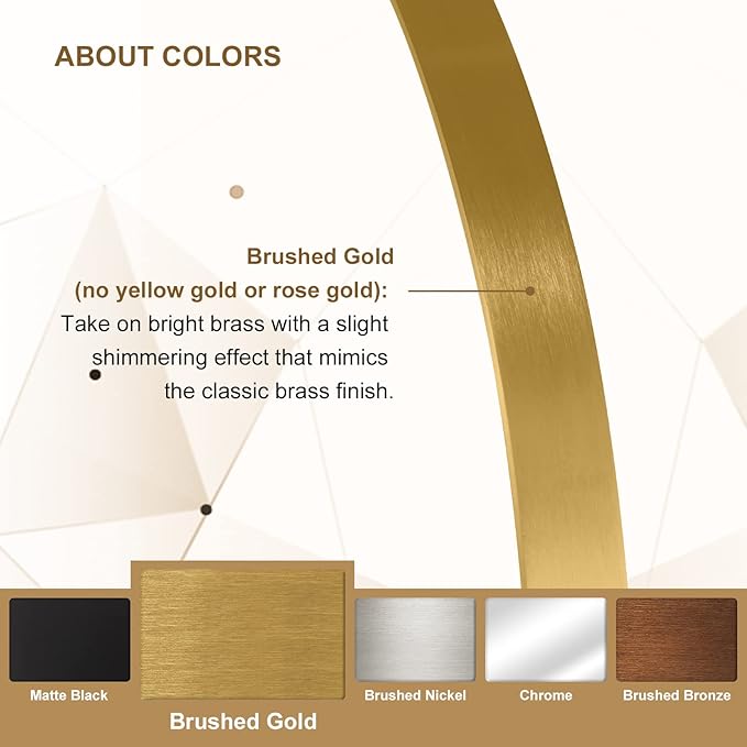 ANDY STAR Gold Round Mirror, 24’’ Brushed Gold Circle Bathroom Mirrors in Stainless Steel Metal Frame 1" Deep Set Design