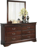 Signature Design by Ashley Alisdair Traditional 6-Drawer Dresser and Mirror with Safety Stop, Dark Brown