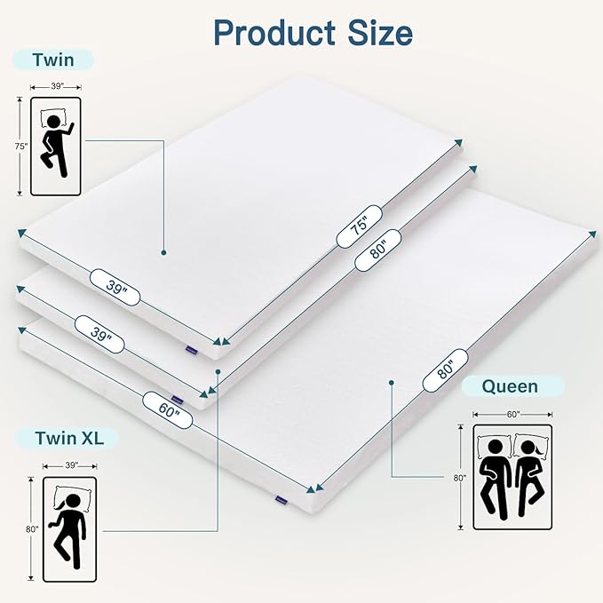 Airensky 4 Inch Memory Foam Mattress Topper, Cooling Gel Infused High Density Full (45"x75") Topper with Removable Skin-Friendly Cover, Bed Topper for Pressure Relief Back Pain, CertiPUR-US Certified