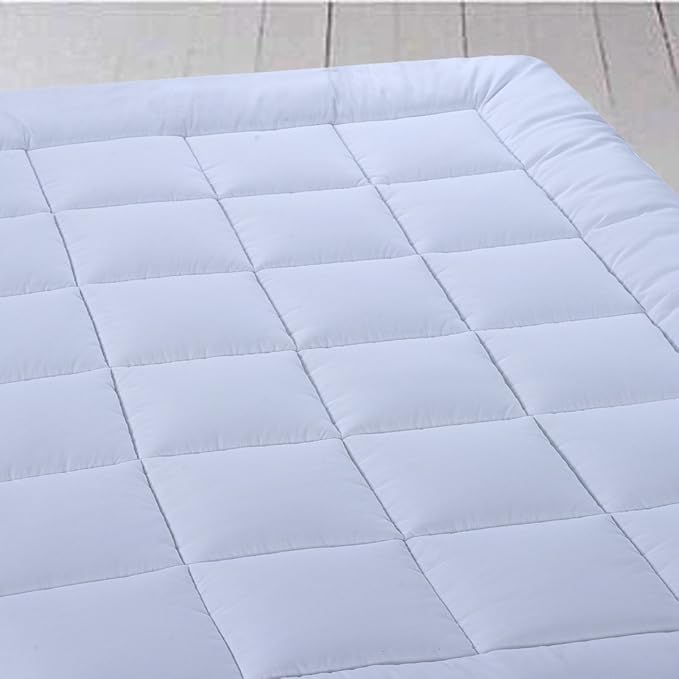 Royal Hotel Bedding Mattress Topper, Top-Split California King, 2 Inches Hypoallergenic Overfilled Down Alternative Anchor Bands Mattress Topper