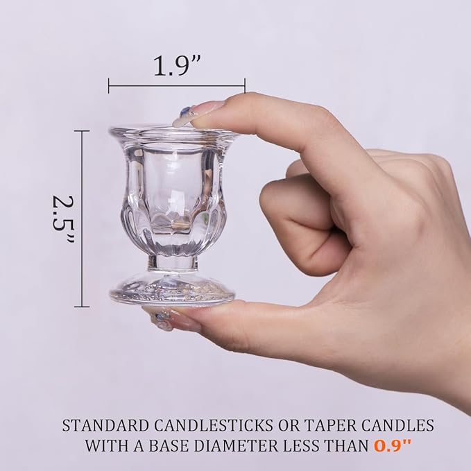 Letine Candlestick Holders Set of 12-2.5" H Taper Candle Holders Bulk - Clear Glass Candle Holder for Rustic Wedding Centerpiece Table Decorations, Halloween & Thanksgiving Decorations Indoor
