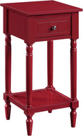 Convenience Concepts French Country Khloe 1 Drawer Accent End Table 14" - Traditional Farmhouse Side Table with Storage Drawer and Shelf for Living Room, Cranberry Red