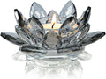 Crystal Lotus Flower Tealight Candle Holders/Glass Tea Light Candlestick Decor Decoration for Christmas Home Wedding Party… (1, Black 1pc)